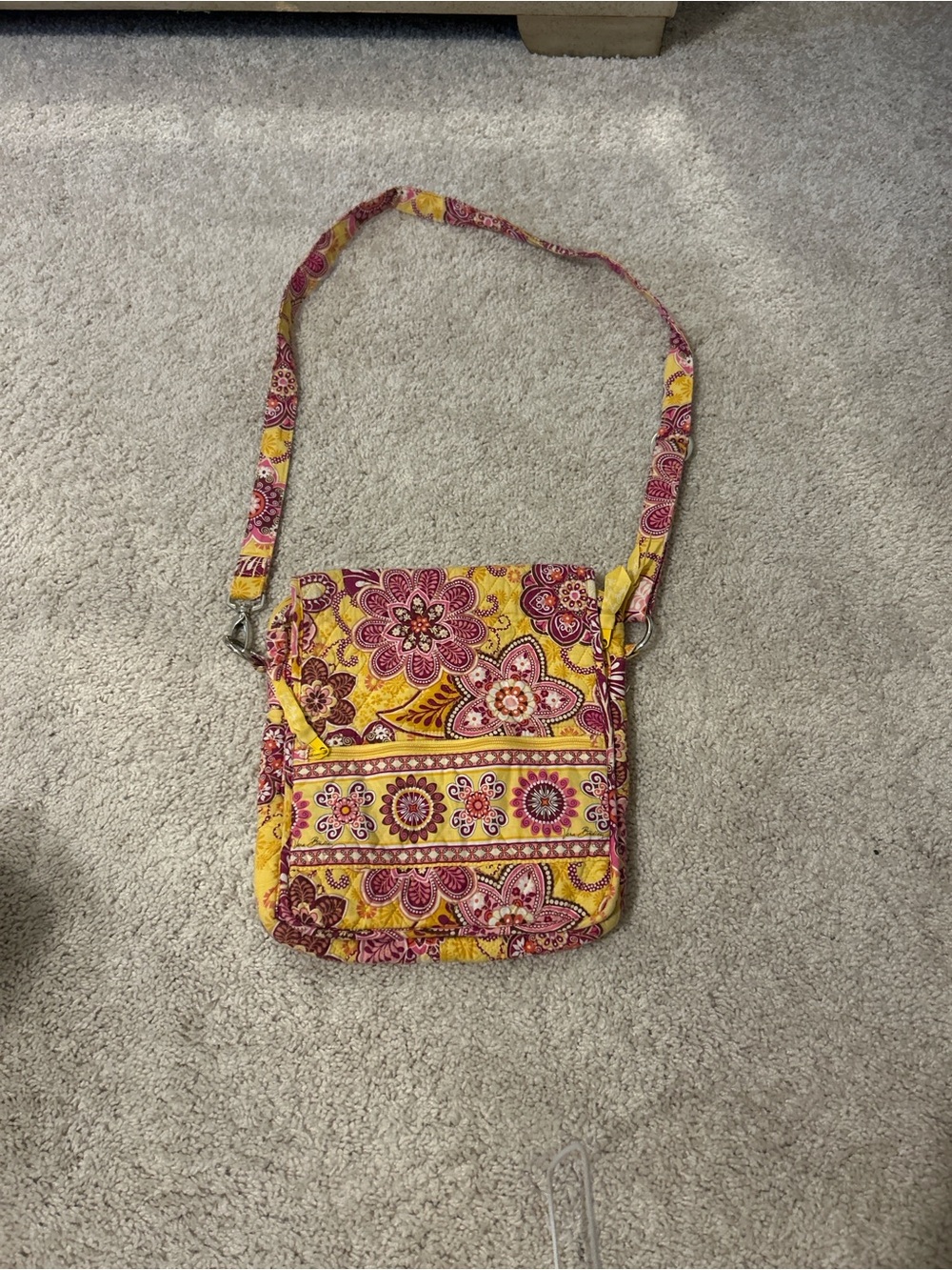 Vera Bradley Yellow and Pink Quilted Floral Crossbody